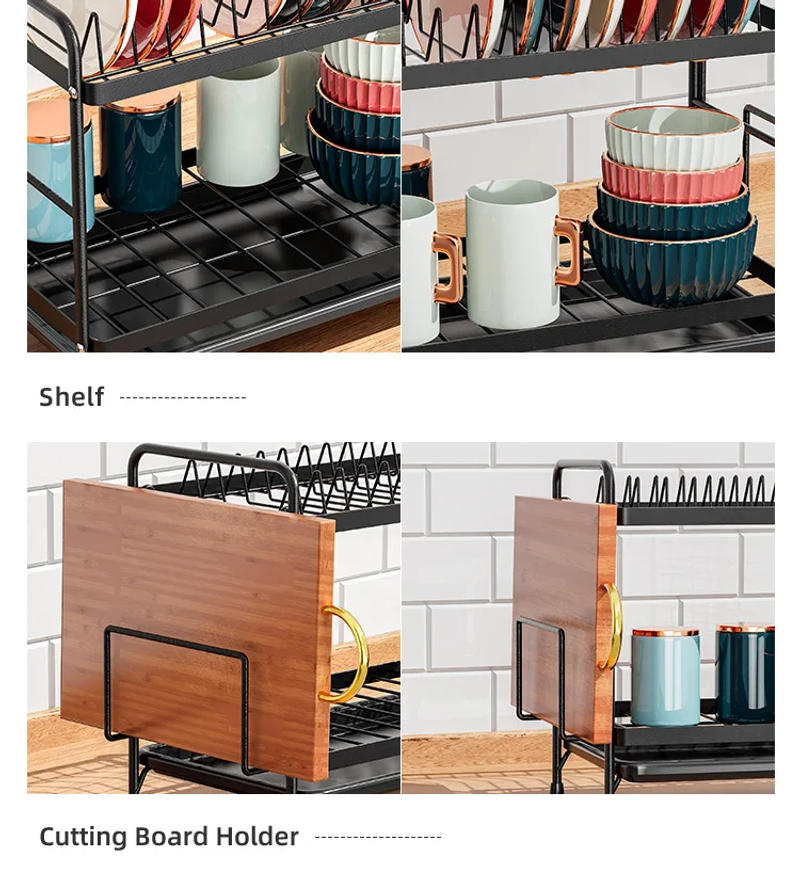 Description Picture 6 of itemDish Drying Rack - Dish Rack for Kitchen Counter, 2-Tier Kitchen Organizers and Storage Rack with Drainboard and Cutlery Holder