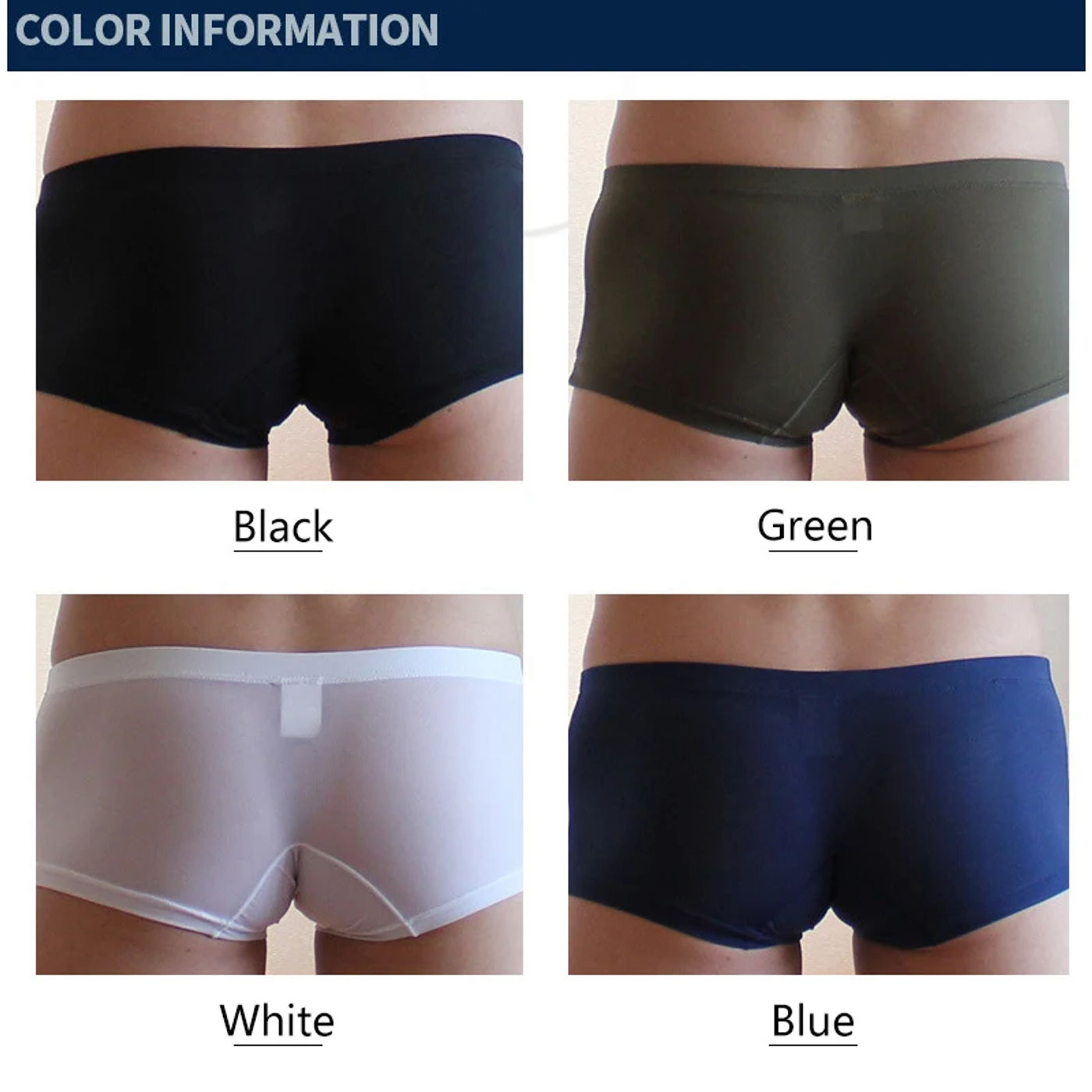 Description Picture 4 of itemCLEVER-MENMODE Ice Silk Men Underwear Ultra-thin Sexy Translucent Boxers Men's Panties Boxer Short Cool Underpants Hombre