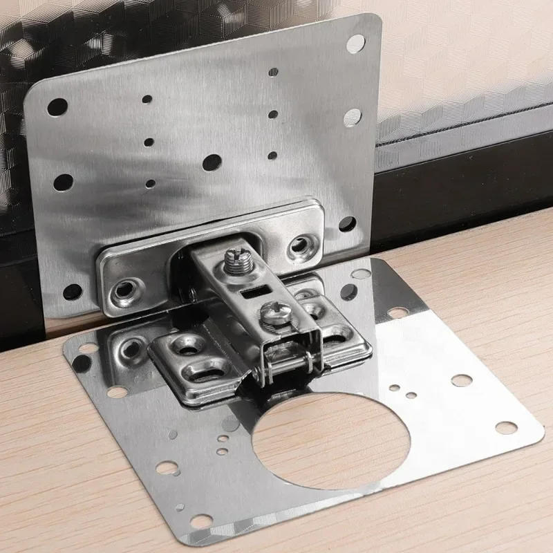 Description Picture 3 of itemStainless Steel Hinge Repair Plate with Screw Kitchen Cabinet Door Hinge Mounting Connection Plate Furniture Flat Fixing Bracket