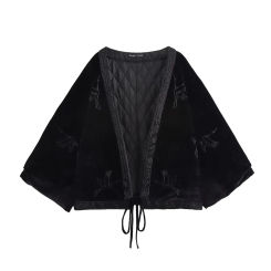 New European and American style beaded animal embroidered velvet kimono jacket