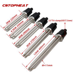 2.5"Tri-clamp(OD77.5) Water Heating Element Electric Tubular Heater 3/4.5/6/9/12KW