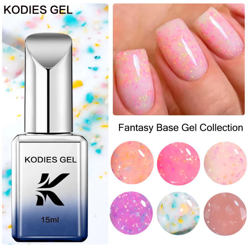 Description Picture 3 of itemKODIES GEL 2024 New Rubber Base Gel Nail Polish 15ML Fantasy Glitter White Thick Gel Vernis Semi Permanent Uv Manicure Varnishe