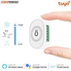 Shawader Tuya Wifi Smart Ceiling Fan Speed Switch EU 220V Mini Wall On Off Module Remote Electric Control For Alexa Google Home
