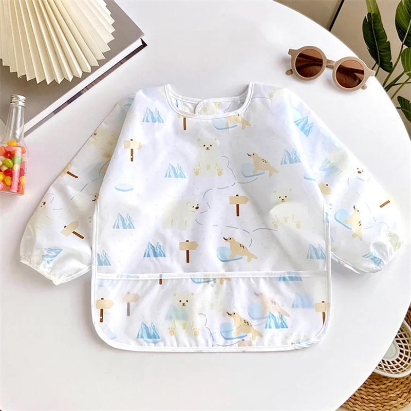 Description Picture 6 of itemBaby Bibs For Girls Boys Cartoon Long Sleeve Waterproof Adjustable Feeding Cloth Bib Painting Smock Toddlers Meal Eating Apron