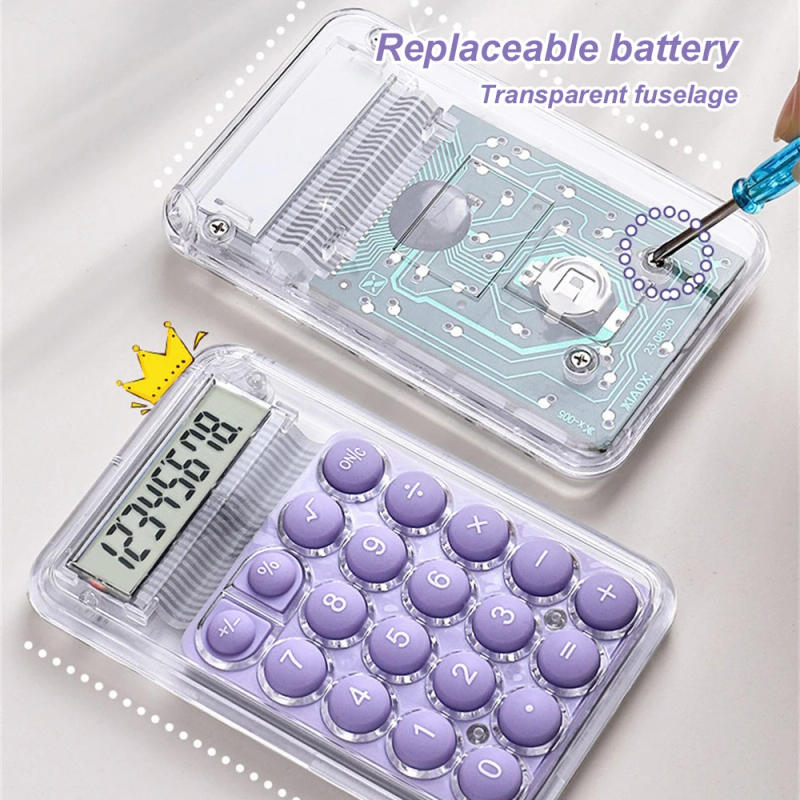 Description Picture 4 of itemTransparent Calculator Electronic Desktop Calculator LCD Display Mini Pocket Calculator Office Student Test Kids Gift Basic