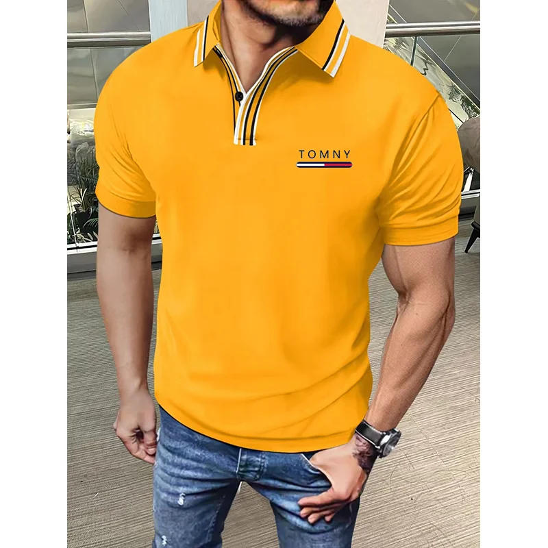 Description Picture 4 of item2024 Summer New Men's Polo Shirt with Polo Collar and Button Print Short Sleeve Casual Business Fashion Slim Fit Men's Polo Shir