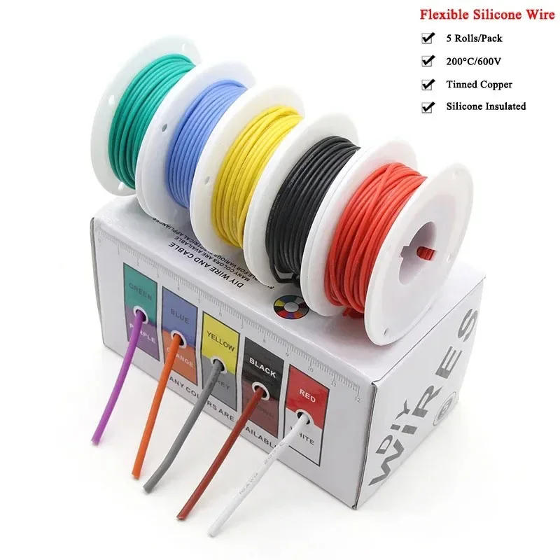 Description Picture 2 of item30/28/26/24/22/20/18/16 AWG Heat Resistant Flexible Silicone Wire Stranded Electrical Tinned Copper Cable Mix Kit
