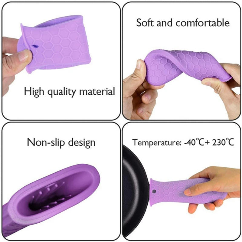 Description Picture 2 of itemNon-Slip Silicone Pot Handle Holder Dismountable Cookware Parts Potholder Cast Iron Skillet Grip Sleeve Cover Pots Pans Handle