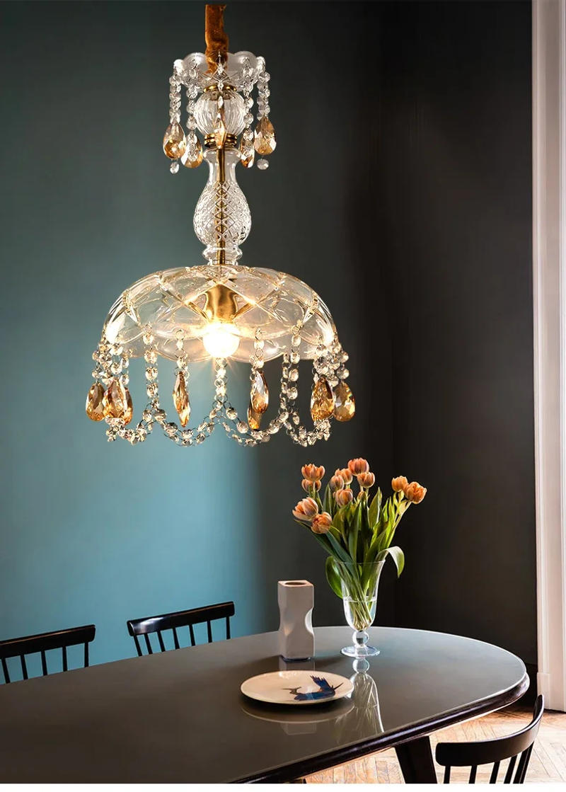 Description Picture 2 of itemFrench Creative Crystal Porch Corridor Small Chandelier American Rural Porch Entrance Bedside Light Luxury Home Decoration Lamps