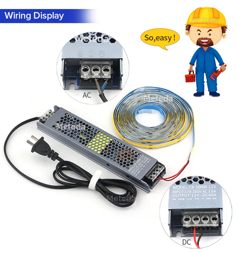 Description Picture 6 of itemUltra Thin LED Power Supply DC 12V 24V Lighting Transformers 45W 60W 100W 150W 200W 300W LED Driver A/D Converter for LED Strip