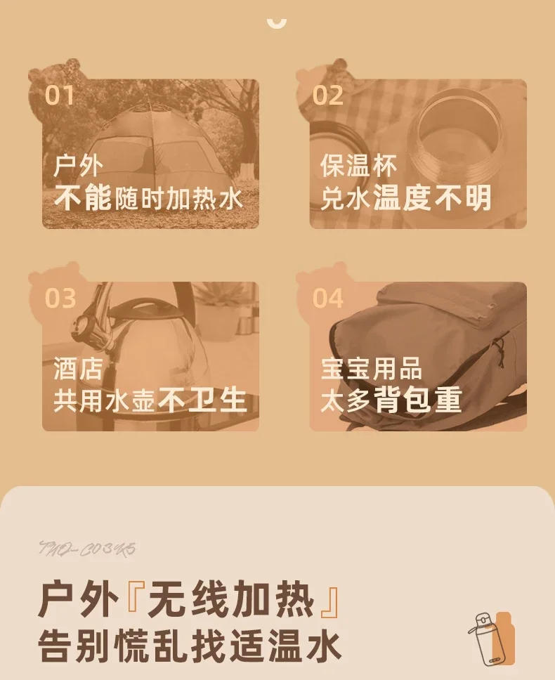 Description Picture 5 of itemUSB/110V/220V Bear Electric Air Pot Portable Temperature-Controllable Water Cup Baby Milk Frother Insulated Cup