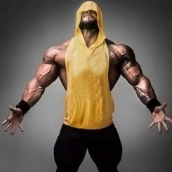 Men Hooded Cotton Vest Men's Sleeveless Hooded Sports Vest with Deep Armpit Big Patch Pocket for Training Jogging Loose Fit