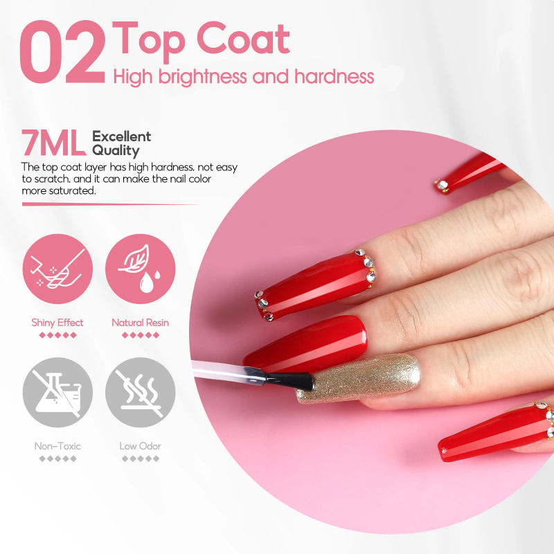 Description Picture 4 of itemCOSCELIA 3pcs Gel Base Coat Top Coat Set Nail Matte Glossy Effect Long Lasting Semi-permanent Gel Nail Primer Manicure Nail Set