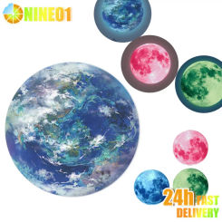 Aesthetic 3D Luminous Moon Wall Sticker Glow In The Dark Fluorescent Sticker PVC Home Kids Room Decals Wall Decor Wallpapers