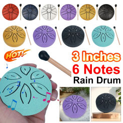Rain Drum 3 Inches 6 Notes Steel Tongue Drum Mini Handpan Music Drum Ethereal Drum Yoga Meditation Drum Percussion Instruments