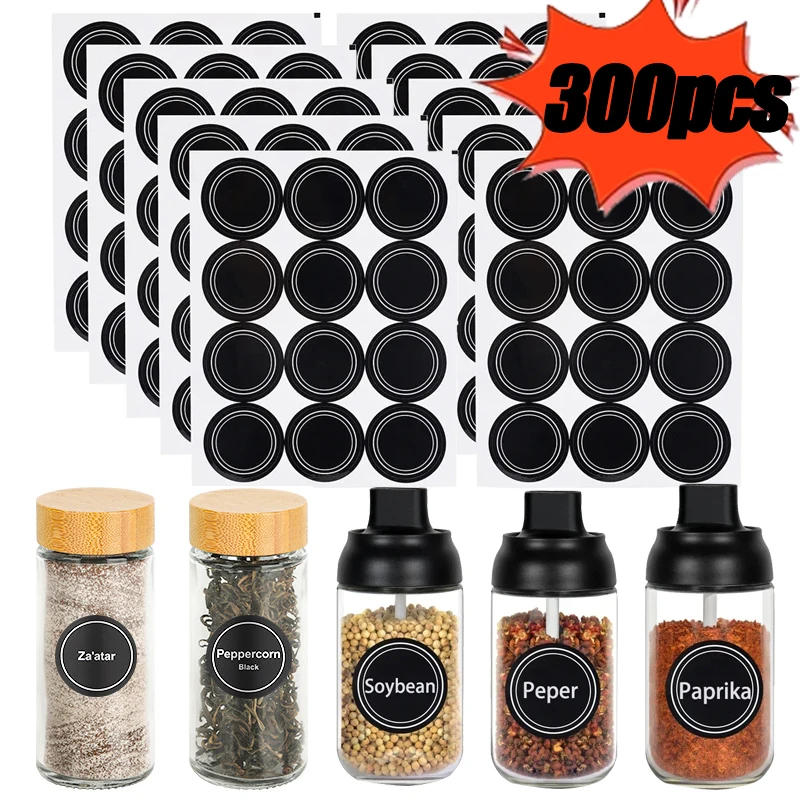 Description Picture 3 of item300/60PCS Waterproof Spice Jars Labels Stickers Kitchen Condiment Organizer Label Seasoning Glass Bottle Containers Sticker Tags