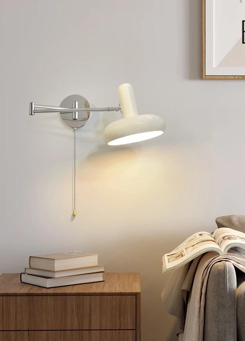 Description Picture 2 of itemBauhaus Atmosphere Cream Wind Memphis Wall Lamp LED E27 Telescopic Swing Arm Wall Mounted Staircase Background Bedside Reading