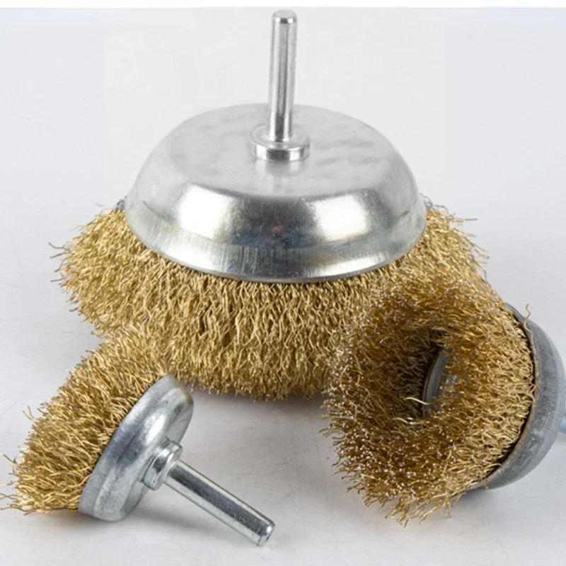 Description Picture 6 of item50-100mm Steel Wire Brush Brass Plated Wheels Brushes Drill Rotary Tools Metal Rust Removal Industrial Polishing Brush