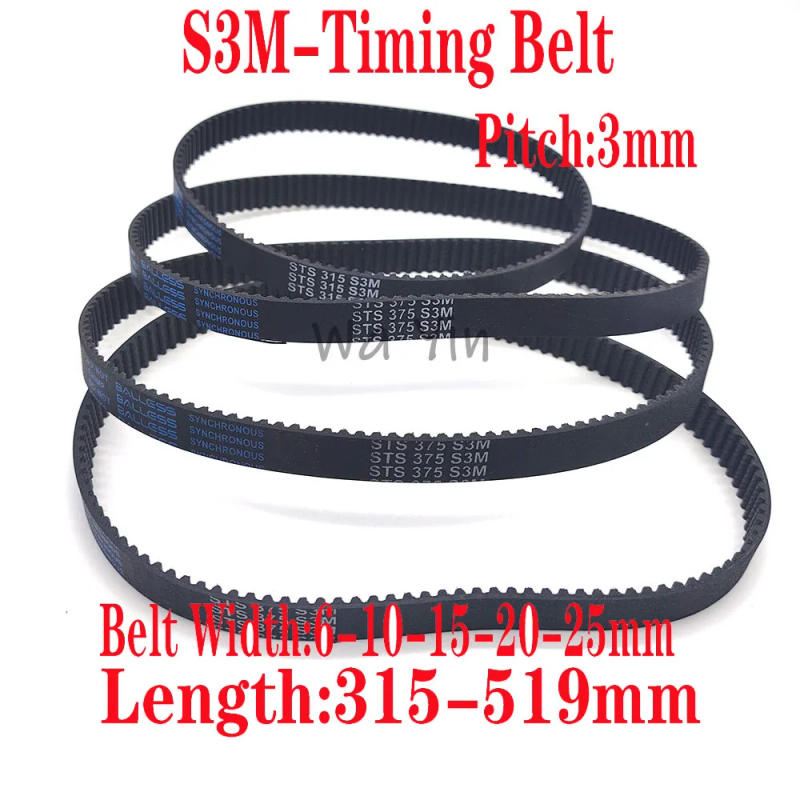 Description Picture 2 of itemS3M Industrial Rubber Transmission Belt Width 6-10-15-20-25mm Closed Synchronous Belt Circumference S3M315-S3M519MM