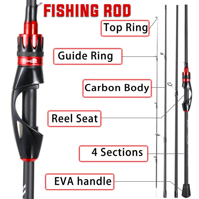 Description Picture 5 of itemSougayilang Casting Spinning Fishing Rod 2.1m UltraLight Carbon Fiber Rod Pole 4 Section with EVA Handle 0.8-5g Lure Weight