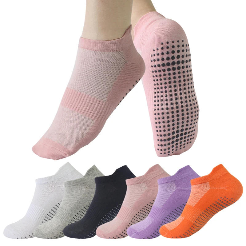 Description Picture 3 of itemWomen Yoga Socks Sports Anti Slip Silicone Fitness Professional Training Running Pilates Protecting Heel Ear Short Socks Cotton