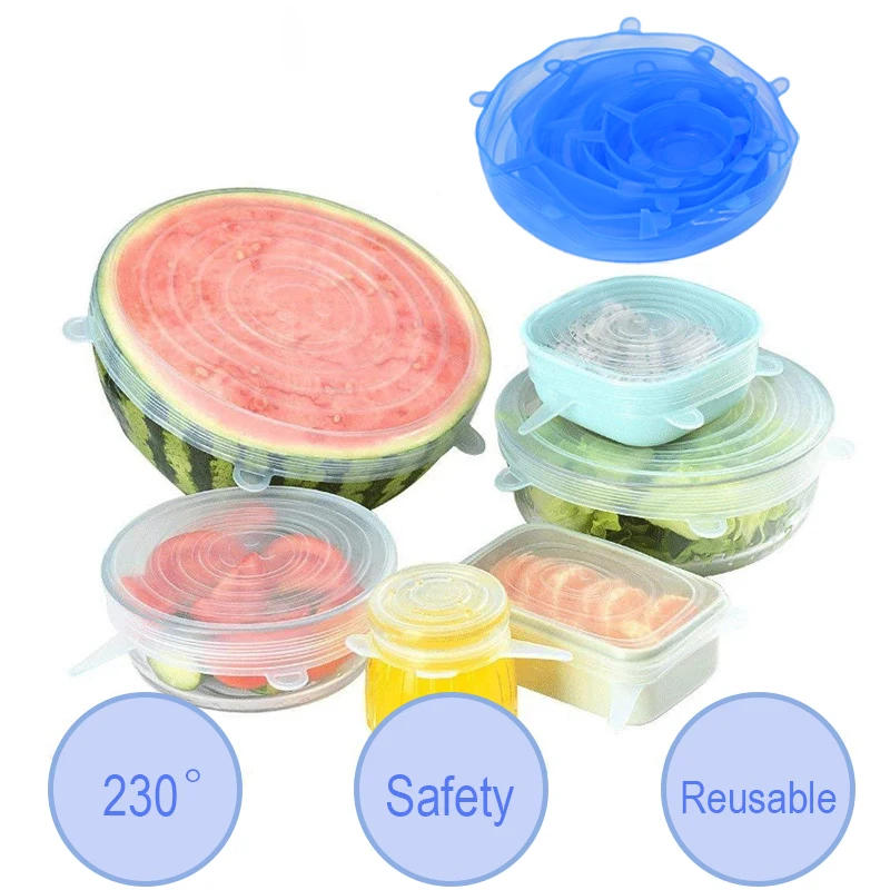 Description Picture 4 of item6PCS Silicone Fresh-keeping Cover Reusable Stretch Canning Lids Refrigerator Microwave Airtight Plastic Wrap Kitchen Accessories