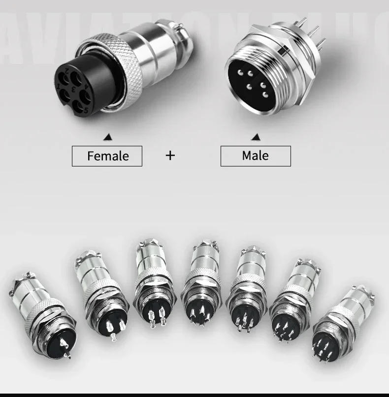 Description Picture 4 of itemGX16 GX12 GX20 2Pin 4Pin Male Female Circular Aviation Connector Plug 16MM Wire Panel Connector 2/3/4/5/6/7/8/9/10/12/14/15P
