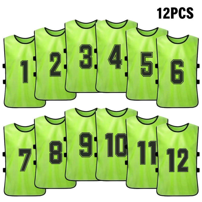 Description Picture 4 of item6/12PCS Kid's Football Pinnies Quick Dry Soccer Jersey Youth Sports Scrimmage Basketball Team Training Numbered Bibs Sports Vest
