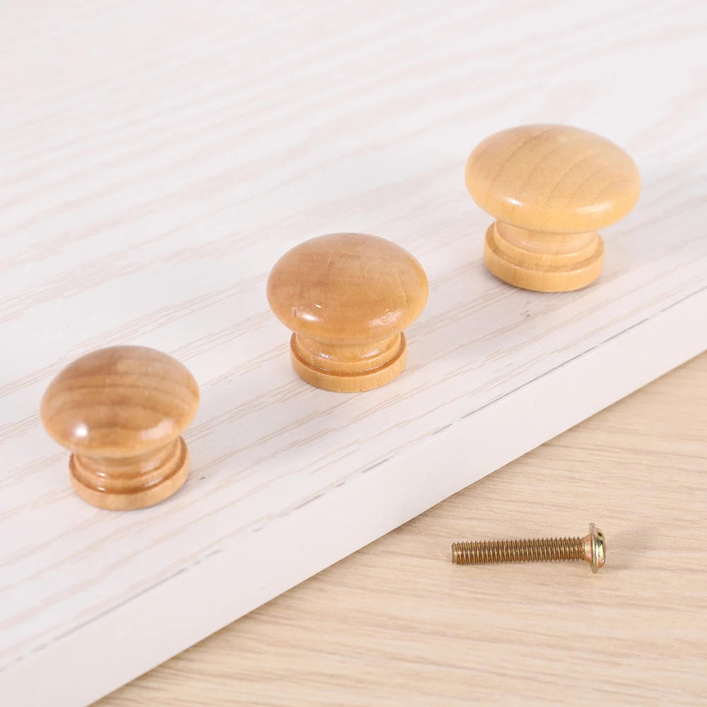 Description Picture 6 of item2/1PCS Wooden Pull Drawer Knob Mushroom Door Handle With Screws For Household Kitchen Bathroom Shower Cabinet Furniture Hardware