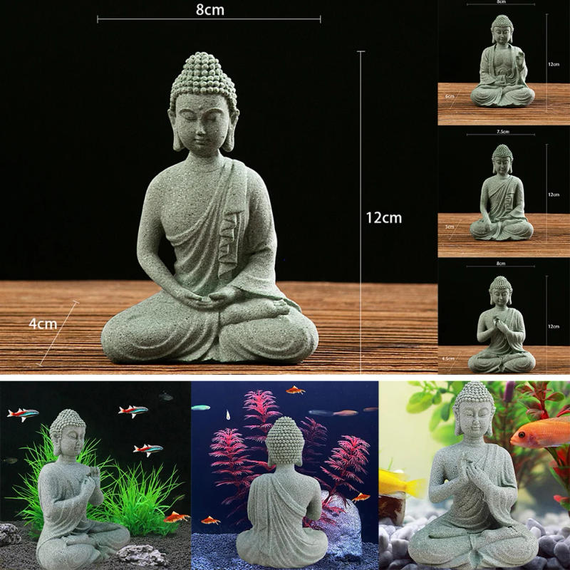 Description Picture 4 of itemGarden Ornament Sitting Buddha Resin Stone Zen Effect Outdoor Indoor Statue Buddhist  Garden Fish Tank Decoration Sitting Buddha