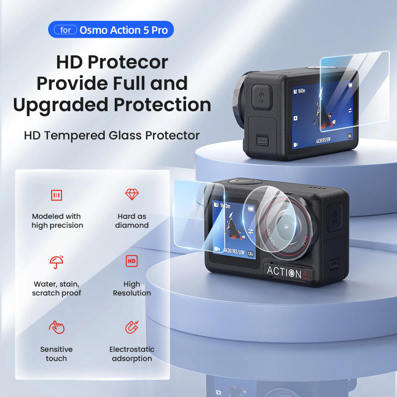 Description Picture 2 of itemFor DJI Osmo Action 5 Pro 4 HD Tempered Glass Front Rear Screen Protector Lens Protective Film For DJI Action 4 5 Pro Accessory