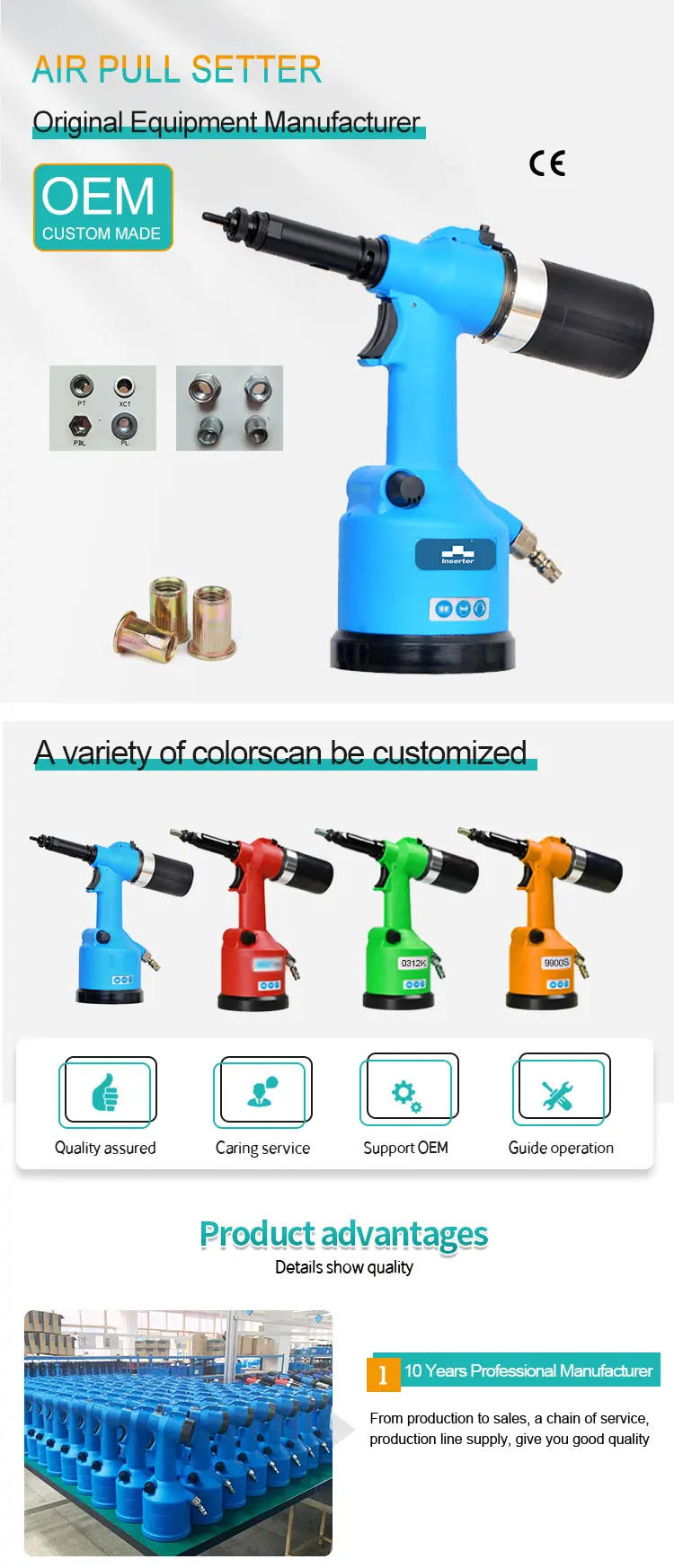 Description Picture 2 of itemFast Speed ROCOL M3-M12 Powerful Pull Force Low Maintenance Pneumatic Insert Rivet Nut