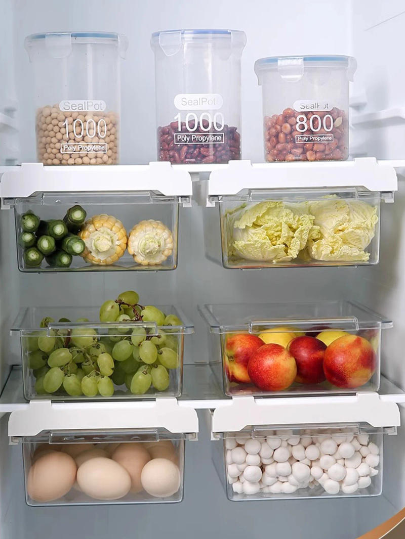 Description Picture 6 of item1 PCS Refrigerator Drawer Storage Box Kitchen Transparent vegetable Fruits Organizer Suspended Fridge Container Space Saving