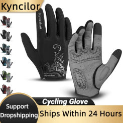 Kyncilor Men Gloves Black Full Finger Bicycle Glove Touchscreen Silicone Cycling Gloves Running Hiking Bike Gloves Breathable