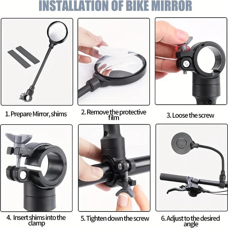 Description Picture 6 of itemBicycle Rearview Handlebar Mirrors 360 Rotatable for Mountain Road Bike Motorcycle Bendable Hose Adjustable Rearview Mirror