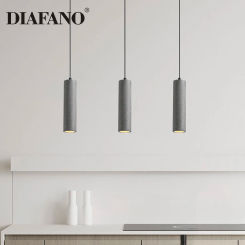 Nordic Cement Concrete LED Pendant Lamp Long Tube Bar Living Room Kitchen Bedroom Decor Industrial Modern Hanging Lights Fixture