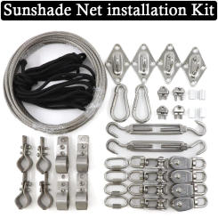 Sun Shade Net Accessories Stainless Steel Pipe Clamp Pulley Wire Rope Telescopic Wave Sunshade Nets Installation Kits With Pole
