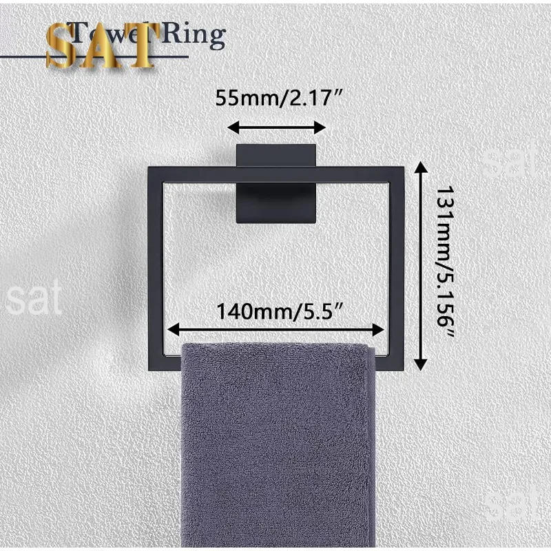 Description Picture 4 of itemPieces Matte Black Bathroom Hardware Accessories Set,  Stainless Steel Bath Towel Bar Set