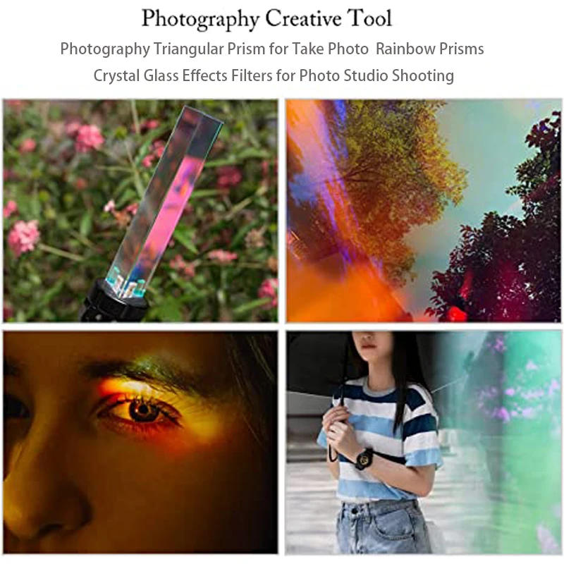 Description Picture 3 of itemPhotography Triangular Prism with 1/4" Threade 30X30X150Mm Rainbow Crystal Glass Prisms Effects Filter for Photo Shooting