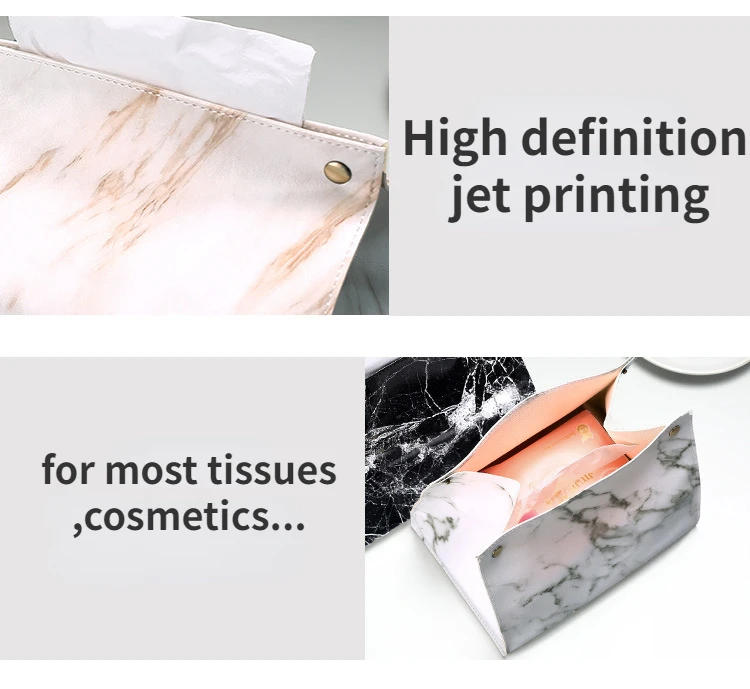 Description Picture 4 of itemTissue Case Box Container PU Leather Marble Pattern Napkin Holder Tissue Box Papers Bag Cosmetic Box Case Pouch Organizer