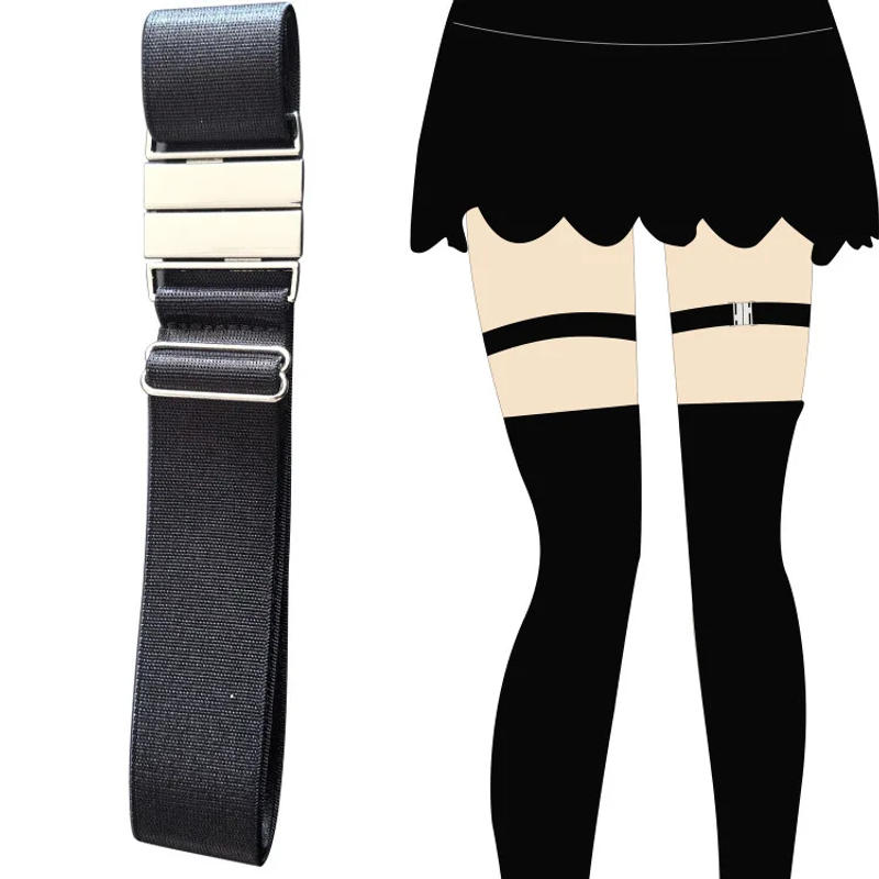 Description Picture 4 of itemOne Pairs Adjustable Elastic Thigh Leg Garter Belt Plus Size Thigh High Suspender Gothic Punk Harness for Women Long Stockings