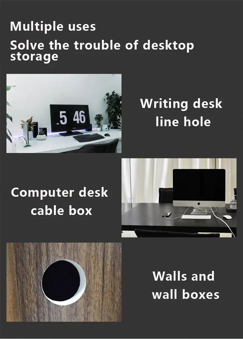 Description Picture 3 of itemZinc Alloy Wire Hole Cover Outlet Port Table Computer PC Desk Round Cable Grommet Line Holder 50mm/53mm/60mm/80mm