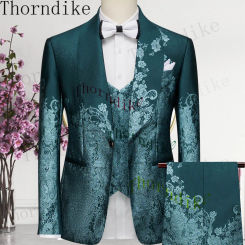 Thorndike (Jacket+Pants+Vest）Groom Wear 3 Pieces Men Suits 2023 Slim Fit Shawl Lapel One Button Tailor Made Terno Masculino