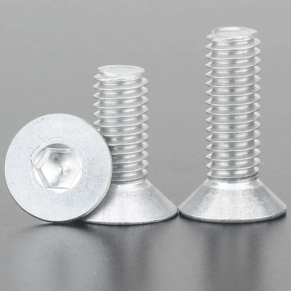 Description Picture 3 of itemM2M4M5M6M8x4/5/6/8/10/12/14/16mm 6063 Aluminum Alloy Flat Head Screw Bolts Hex Socket for Model Aircraft Car DIY