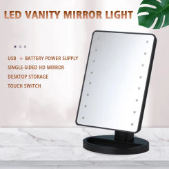 16 LED Vanity Light Touch Switch LED Desktop Storage Makeup Mirror With Light Dressing 360 °Rotating Portable Mirror Light