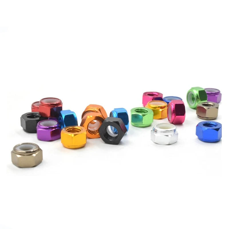 Description Picture 3 of item2-5pcsAluminum Rivet NutsM2 M2.5 M3 M4 M5 M6 M8Colorful Aluminum Alloy Flange Nylon Insert Lock Self-locking Nut RC Model Nuts