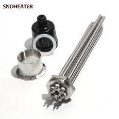 SNDHEATER DN32 DN40 Electric High Temperature Resistance Heating Element 220V 380V Stainless Steel Water Tank Heater 3KW 6KW 9KW