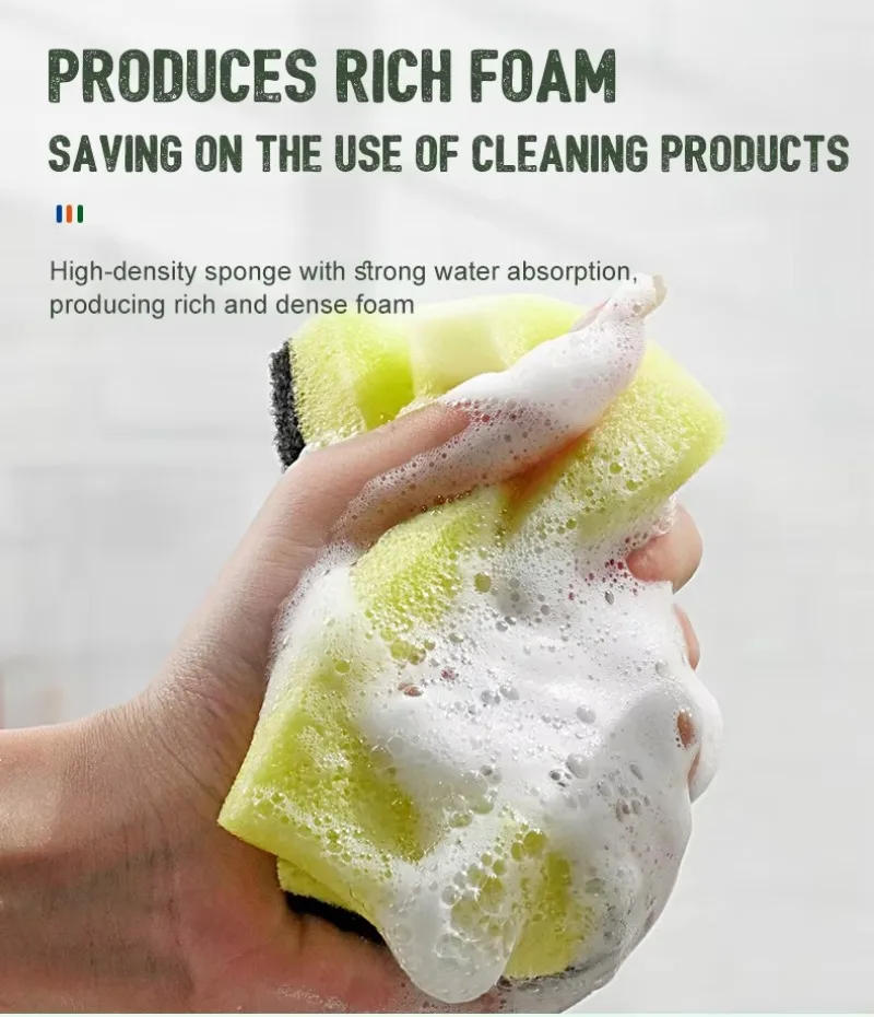 Description Picture 5 of item2-PC Dishwashing Sponge,Kitchen Cleaning Scrubbing Tool,Scrubbing Sponge Pad,Dishcloth Suitable for Kitchen Pot Cleaning