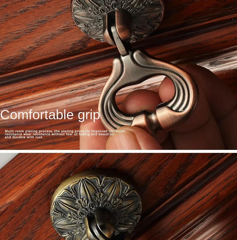 Description Picture 4 of itemEuropean Style Retro Kitchen Cabinet Drawer Handle Solid Wood Wardrobe Door Handle Single Hole Gold Light Luxury Hardware