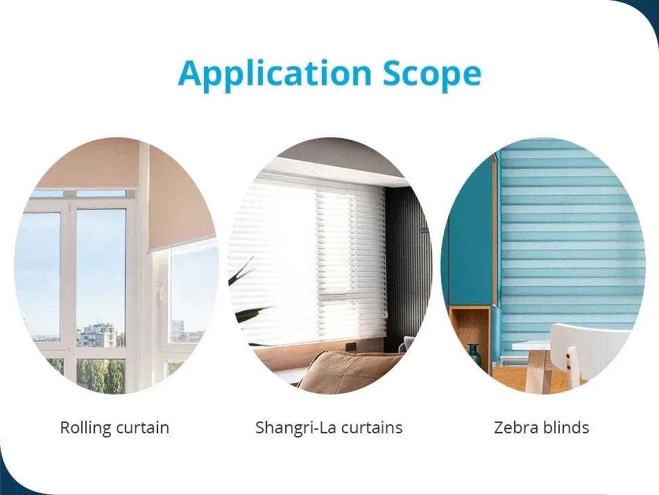 Description Picture 5 of item25Mm WiFi Tubular Smart Home Curtains 4.21Kg  WiFi Hookless Pinch Pleat Shower Curtain Roller Motor With Ring And Rods